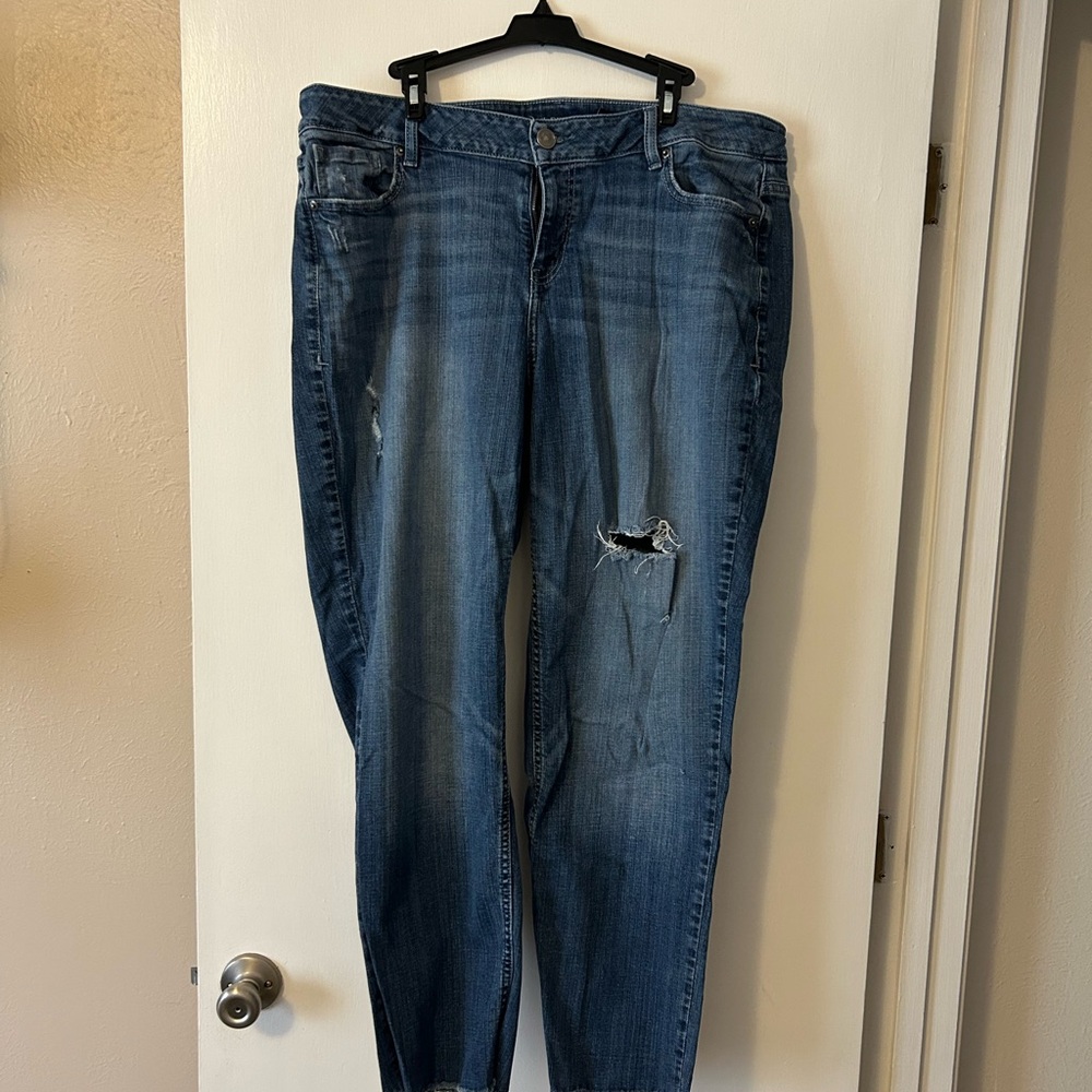 Lane Bryant Distressed Blue Straight Leg Jeans